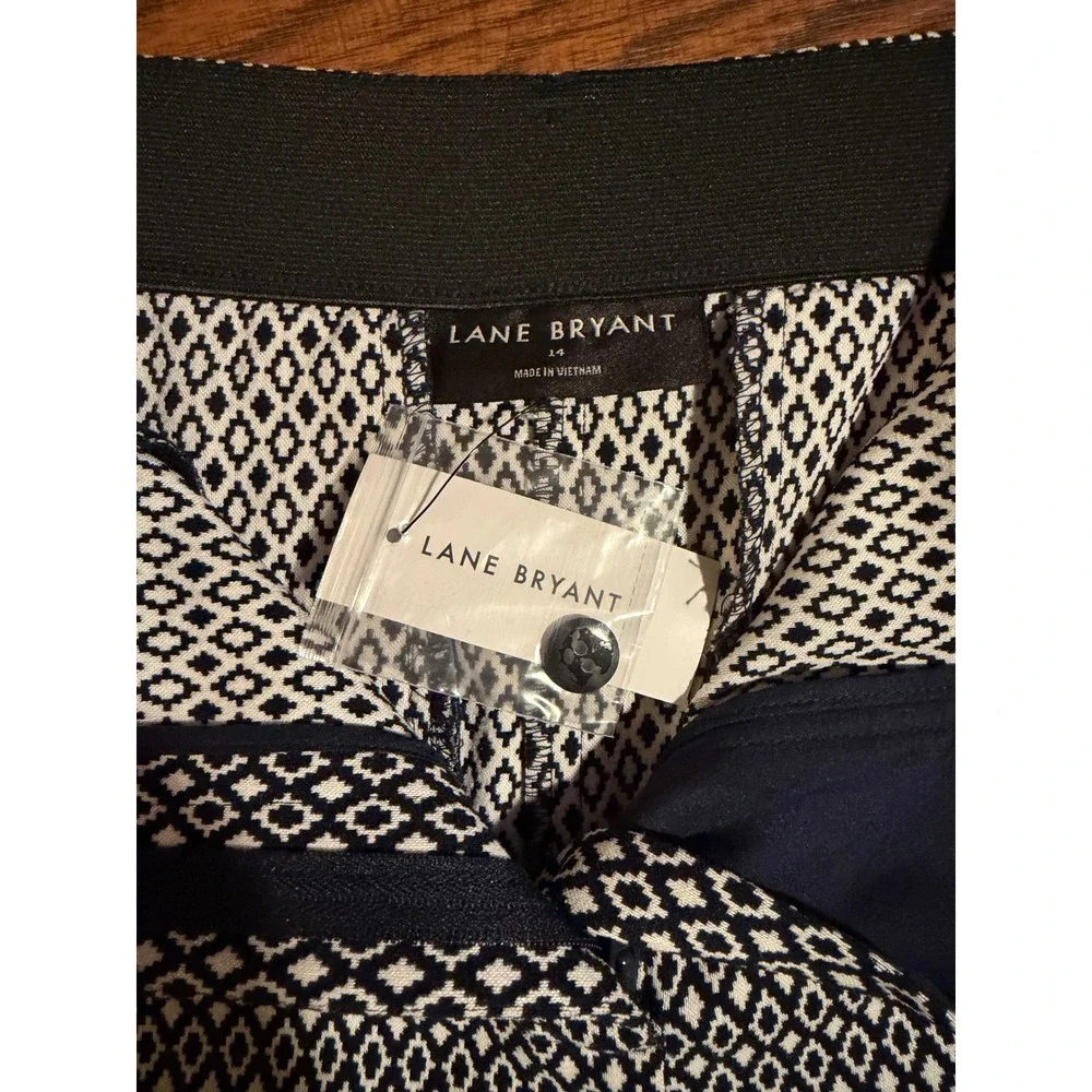 Lane Bryant Womens‎ Size 14 Black White Geometric Diamond Print Shorts Bermuda